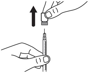 Försäkra dig om att sprutan innehåller den ordinerade dosen. Avlägsna sedan injektionsflaskan och förbered för att ge dosen. 