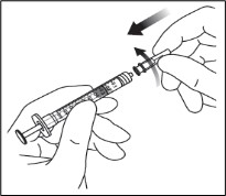 Vrid fast 30 G × ½ inch injektionsnålen ordentligt på Luer-lock-sprutans spets.
