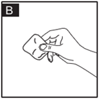 Figur B: Tryck (gnid inte) med en kompress eller bomullstuss