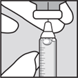 6.	Innan du tar bort nålen från injektionsflaskan, kontrollera om det finns luftbubblor i lösningen i sprutan.