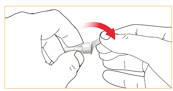 Montering av nålen  Följ bruksanvisningen för den för injektionspennan avsedda nålen. Dra av skyddsfolien.