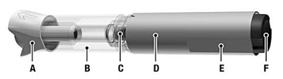 Bilden visar RebiDose förfylld injektionspenna före injektionen