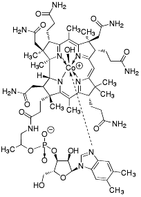 Bild på kemisk struktur för Hydroxokobalamin
