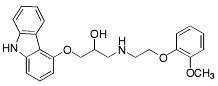 Bild på kemisk struktur för Karvedilol