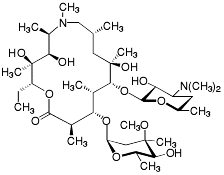 Bild på kemisk struktur för Azitromycin (vattenfri)