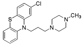 Bild på kemisk struktur för Proklorperazin