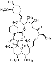 Bild på kemisk struktur för Takrolimus (vattenfri)