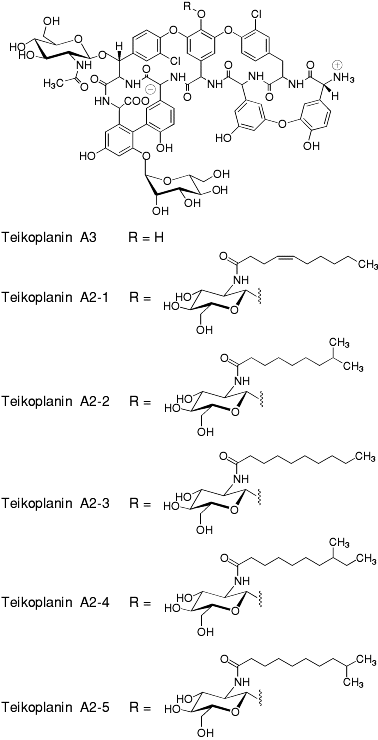 Bild på kemisk struktur för Teikoplanin
