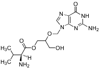 Bild på kemisk struktur för Valganciklovir