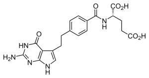 Bild på kemisk struktur för Pemetrexed