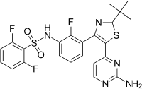 Bild på kemisk struktur för Dabrafenib