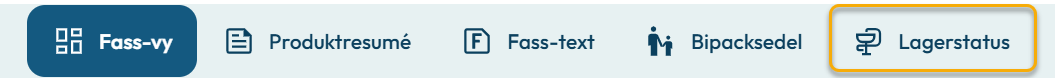 Knapp till lagerstatustjänsten från läkemedelssidan.