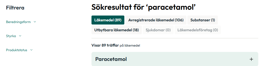 Filterfunktionen till vänster i bild.