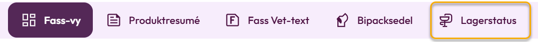 Knapp till lagerstatustjänsten från läkemedelssidan.