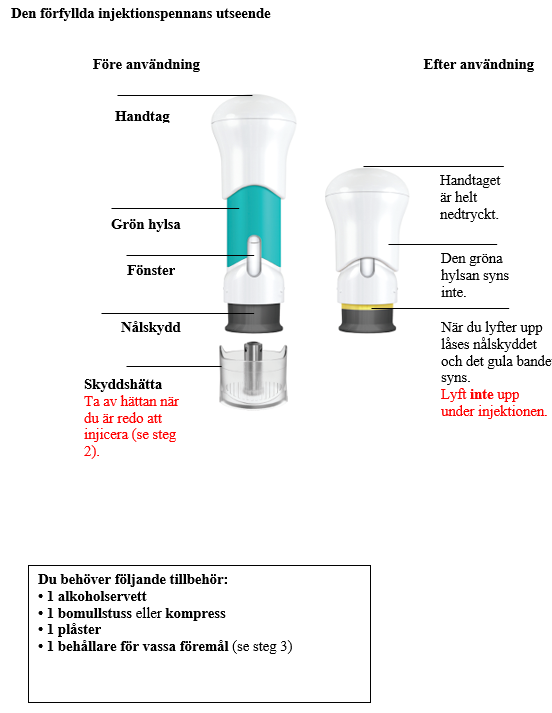 Den förfyllda injektionspennans utseende