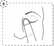 Tryck ett finger mot den inre ögonvrån, håll i 1 minut samtidigt som du blundar.