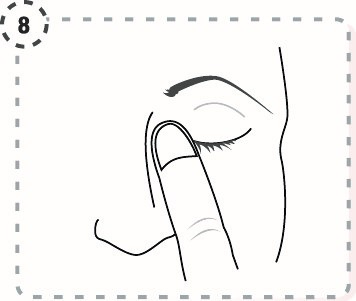 Tryck ett finger mot ögonvrån i 1 minut medan du blundar