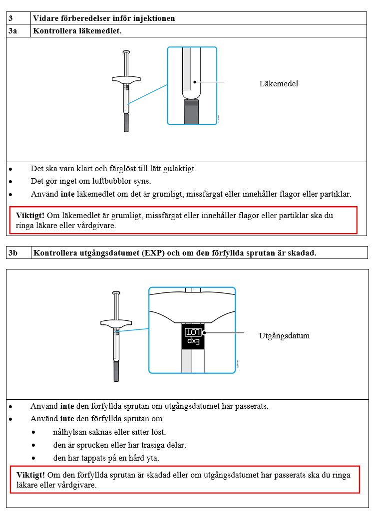 Vidare förberedelser inför injektionen