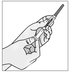 Dra tillbaka kolven för att fylla sprutan med lika mycket luft som mängden lösning i injektionsflaskan