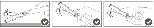 Bruksanvisning för användning av stickskyddad nål med förfylld Luer Lock-spruta