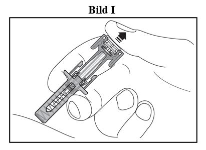 Steg 13. Släpp långsamt upp kolven tills nålen är täckt (se bild I) och lyft sedan sprutan från injektionsstället