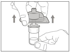 Ta bort blisterförpackningen av plast , rör inte vid flaskadapterns spets.