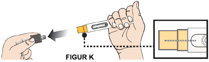Ta bort det grå nålskyddet från den förfyllda injektionspennan.