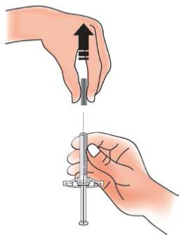 Dra nålskyddet rakt ut och bort från kroppen