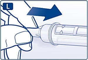 När injektionsnålens spets är täckt kan du försiktigt sätta på det yttre nålskyddet helt. Skruva sedan loss nålen. Kassera den på ett säkert sätt och sätt tillbaka huven på pennan. 
