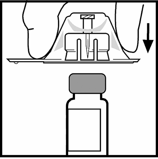 Bilden beskriver hur adaptern sätts på flaskan